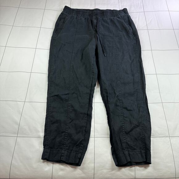 Athleta Pants Womens Medium Petite Black Retreat Linen High Rise Ankle Travel - Picture 3 of 13